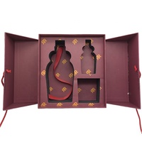 Boîte-cadeau en carton premium avec logo personnalisé imprimé, pour vin et verres, avec insert en mousse