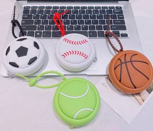 New Arrival Mini Silicone Coin <b>Purse</b> Sports Series Sports Bag Tennis Football Basketball Pattern Pendant <b>Cute</b> Mini Bag - Product Image 6