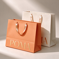 Sac cadeau en papier de qualité supérieure avec logo doré en relief, ruban satiné, sac de shopping pour bijoux avec logo personnalisé pour marque
