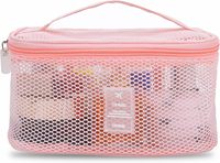 Sac de rangement cosmétique en maille avec fermeture éclair lisse, ensemble d'organisateurs de voyage, trousse de toilette pour usage quotidien