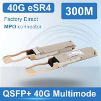 Modul Transceiver Optik QSFP Dual Fiber 40G 0.3km 2km 10km 40km 80km LC MPO Duplex Jarak Jauh Penuh untuk Jaringan Pusat Data