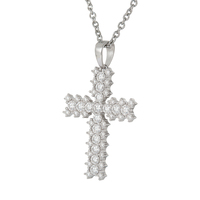 Collier pendentif croix en argent sterling 925 avec pavé complet de moissanite, chaîne de clavicule unisexe de luxe