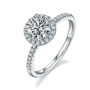 Ladies Jewellery Classic Design 925 Sterling Silver Round Cut 1CT D VVS Moissanite Diamond Ring