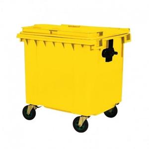 Bidone per Rifiuti Giallo da 800 L con Ruote per Uso Esterno - Product Image 1
