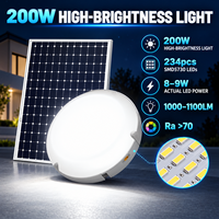 Lampu Plafon Tenaga Surya 200W IP65 dengan Remote Control untuk Gudang, Teras, dan Taman, Dilengkapi Panel Surya Mono Terpisah