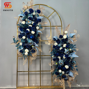 ฉากหลังงานแต่งงานออกแบบพิเศษ ตกแต่งด้วยดอกไม้ประดิษฐ์สีฟ้าอย่างสวยงาม - Product Image 4