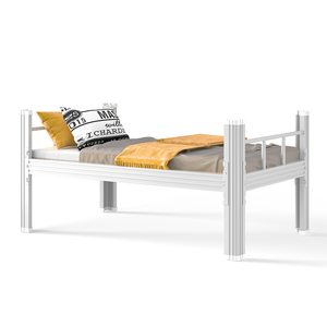 Cadre de lit simple en acier robuste et durable, lit en acier de qualité industrielle pour auberge et chambre avec barrières de sécurité - Product Image 3