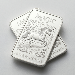 Barra in Metallo Placcata Argento di Alta Qualità con Motivo Unicorno 3D in Rilievo Idraulico Personalizzato per Geek Sourcing - Product Image 3