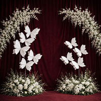 Décor floral géant personnalisé en soie pastel, papillons artificiels, fleurs artificielles, décoration de scène pour événements de mariage, accessoires pour photomaton