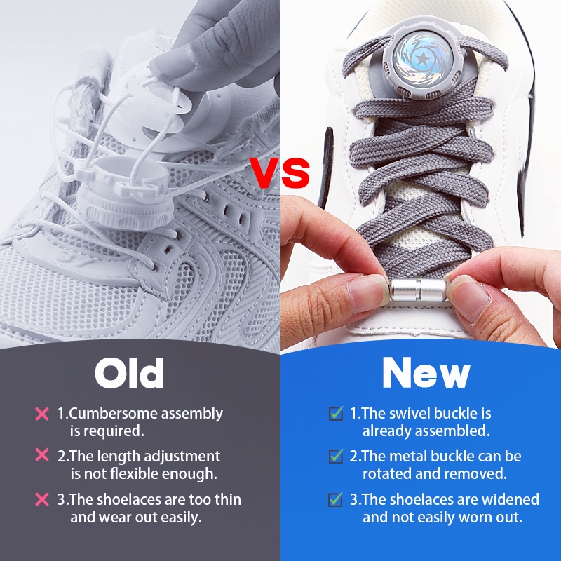 Automatic Rotating Sports Shoelaces and Buckles Swivel Buckle Tieless Laces Lazy No Tie Shoe Laces