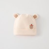 Bonnet nouveau-né double couche classe A 0-3 mois en Spandex/Coton à motif dessin animé, antibactérien et doux, printemps et automne