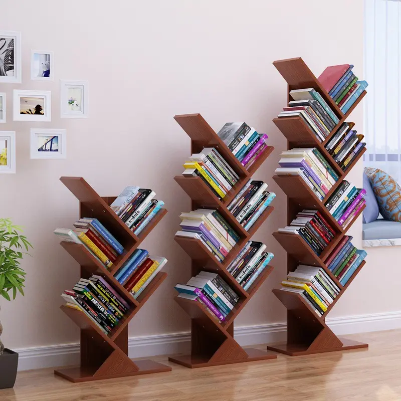 Expositor de árvore criativo em forma de árvore, estante de livro de bambu, combinação criativa, flexível, mini estante de livro
