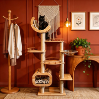 Maison pour chat en bois massif multicouche intégrée avec capsule spatiale pour la maison, grande ou petite taille, arbre à chat peu encombrant, tour pour chat