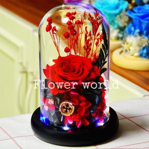 Заводская поставка, Подарочная коробка с натуральными цветами, настоящая сенсорная вечная роза, сохраненные цветы навсегда, стеклянный купол, светодиодный светильник на Рождество - Product Image 5