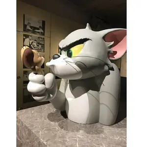 Tienda de mascotas personalizada estatua centro comercial decoración escultura Tom y Jerry estatua de tamaño real