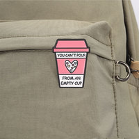 Ensemble d'épingles en émail motif tasse de café et citron, avec slogan inspirant, en alliage de zinc, pour sac à dos, veste, chapeau, revers, décoration et objet de collection