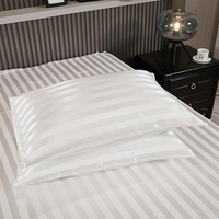 Ensemble de draps en satin rayé de luxe, 3 pièces, ensemble de draps soyeux et lisses avec 2 taies d'oreiller, literie de style hôtel