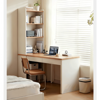 Ensemble de bureau d'ordinateur en bois massif de style crème au design moderne, gain de place pour chambre à coucher, coiffeuse, bureau d'étude pour enfants et bibliothèque combinée
