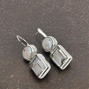 ART PALACE Pendientes de Lujo de Plata 925 Chapados en Platino con Cristales y Perlas para Mujeres y Niñas, para Aniversarios/Fiestas - Product Image 1