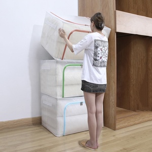 Có thể gập lại PVC trong suốt kích thước lớn lưu trữ hộp Tổ chức Lưu trữ không thấm nước thùng có nắp đậy cho quần áo - Product Image 1