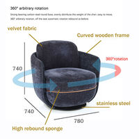 Fauteuil pivotant moderne en velours de luxe, confortable, rembourré, pour salon, meubles de salon