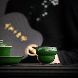 Emerald Gourd Master <b>Cup</b> Ceramic Tasting <b>Cup</b> Single Personal <b>Tea</b> Bowl <b>Large</b> Household Retro Style - Product Image 3