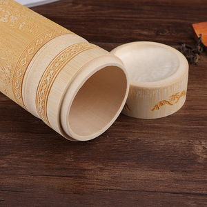 Taza de Agua de Bambú Grabada, Artesanía Tallada, Estilo Chino Tradicional, Ecológica, Regalo de Viaje, Recipiente Decorativo para Té - Product Image 1