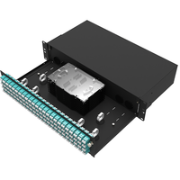 Panel Patch Fiber Optik Rak Tipe Towerable 144F 2U PB1H2 Hitam dengan Fusible Tray, Dilengkapi Pigtail, Garansi 30 Tahun, Bersertifikasi ISO9001