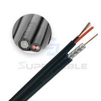 Kabel Komunikasi CCTV RG59 dengan Kabel Daya RG6 Tembaga 75ohm, Kabel Siamese Tipis untuk Monitor Video, Kabel Terintegrasi