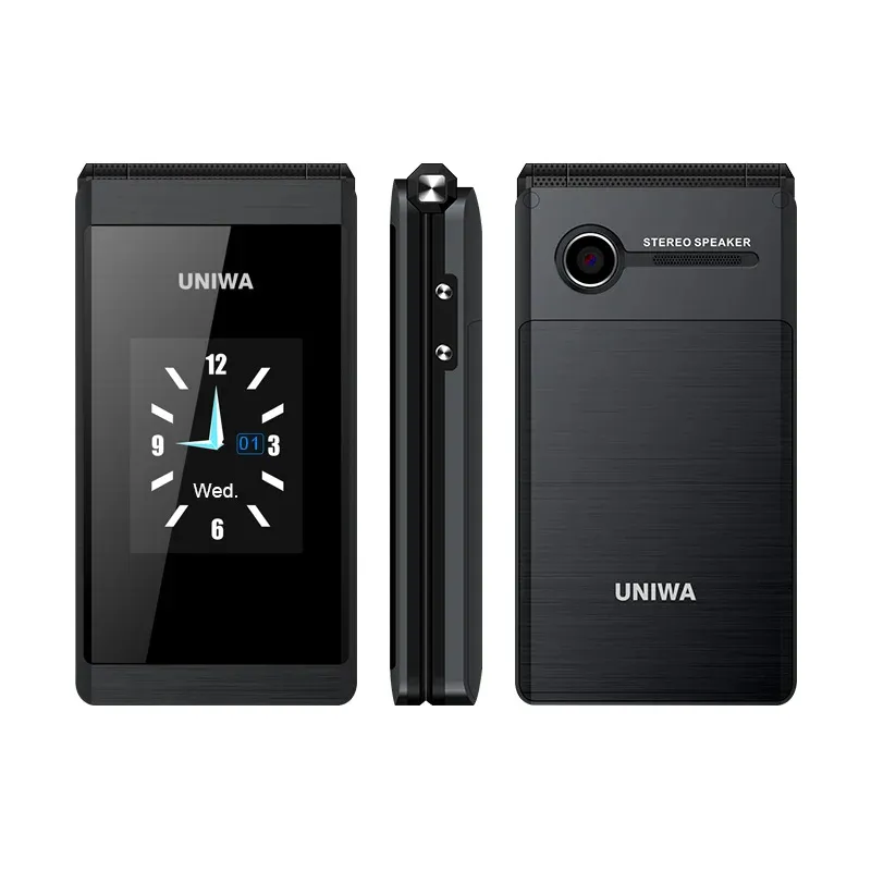 UNIWA X28 Umklapp-Handy GSM großes Drückknopf-Clamshell-Handy Dual-Sim-FM-Radio Seniorentelefon