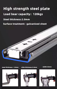 Cajón de cierre suave y resistente con rodamiento de bolas de tres secciones de extensión completa de acero moderno de 53mm para uso en cocina y sala de estar - Product Image 3