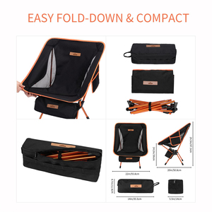 Lightweight \<strong\>Folding\</strong\> \<strong\>Camping\</strong\> \<strong\>Chair\</strong\>, Stable Portable Compact for Outdoor Camp Travel Beach Picnic Festival Hiking - Product Image 2
