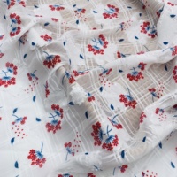 Tissu en Chiffon Jacquard à Treillis Carré 100% Polyester, Imprimé Fleurs, pour Vêtements et Robes