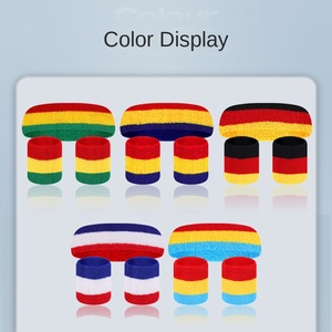 Custom Logo High Elastic Terry Cloth Sports Basketball Headband Exercise Tennis Sweatband Cotton <strong>Wristbands</strong> Sweat Head Band Set - Product Image 2