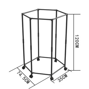 360 °   <span class=keywords><strong>Porte</strong></span>-vêtements industriel à roulettes hexagonales pivotantes pour suspendre les vêtements, présentoir de vêtements pour balcon, support rotatif - Product Image 2