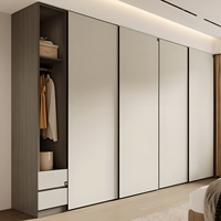 Lemari Pakaian Minimalis Modern Tahan Lama Ramah Lingkungan dari MDF dengan Pintu Geser Kapasitas Besar untuk Apartemen Kamar Tidur Kantor Rumah