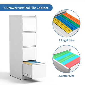 Armoire de classement verticale en acier à 4 tiroirs avec serrure, démontable et assemblable, pour cartes et dossiers - Product Image 3