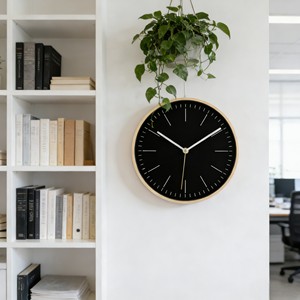 Sleek Urban 10 Inch Black Gold Bezel Analog Hanging <b>Metal</b> Minimalist Wall <b>Clock</b> for Living/Bedroom - Product Image 2