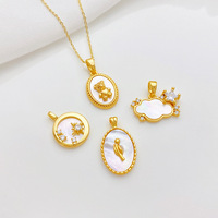 Pendentif Ourson Tulipe en laiton plaqué or 18 carats, inaltérable, avec nacre, fait main, pour bijoux DIY, bracelets et colliers mignons pour enfants