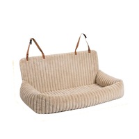 Coussin de voiture en peluche pour chien pour siège arrière - Tapis de siège de voiture pour animaux de compagnie en polaire douce avec sangles d'appui-tête et base antidérapante 115x50cm