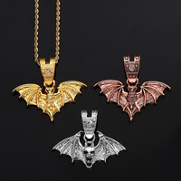 2024 nouvelle vente chaude Style Punk Halloween bijoux 3mm en acier inoxydable corde chaîne Hip Hop alliage chauve-souris crâne pendentif collier