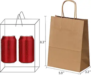 Tas kertas Kraft kemasan sayur belanja kualitas tinggi Biodegradable untuk tas hadiah belanja dengan pegangan