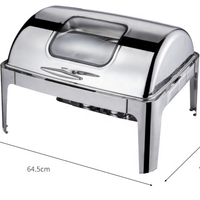Meilleure qualité Rectangle Restaurant service Buffet en métal taille complète en acier inoxydable Roll Top chauffe-plat