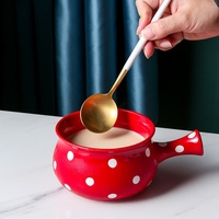 Bol à nouilles en céramique ESTICK, bol à pois colorés avec poignée, compatible micro-ondes, plat de service pour salade de fruits, pour restaurant et maison