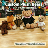 Ours en peluche personnalisé avec logo, jouet en peluche doux, animaux en peluche sur mesure, vente en gros OEM pour cadeaux d'affaires