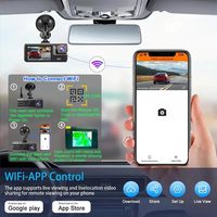 Caméra de tableau de bord WiFi 1080P 3 canaux pour voiture, caméra de tableau de bord avant et intérieure, enregistreur vidéo de sécurité pour voiture 150 °   Caméra grand angle pour véhicule WDR