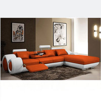 Canapé d'angle en cuir véritable, modulable et fonctionnel, design créatif, mobilier de luxe confortable