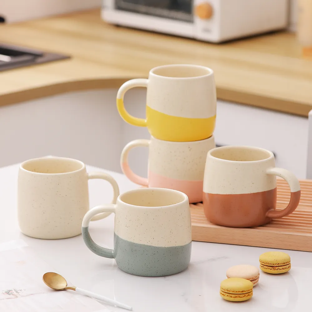 Taza de café de cerámica de estilo Ins, tazas de porcelana fina personalizadas con esmaltes de sésamo, gran oferta