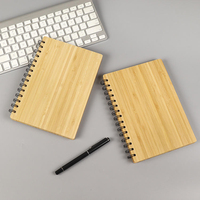 Carnet A5 personnalisé à spirales, couverture rigide double face en composite de bambou naturel, avec stylo en bambou