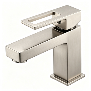 Robinet de lavabo carré à levier unique, poignée creuse, finition chrome poli pour hôtel et salle de bain commerciale - Product Image 2